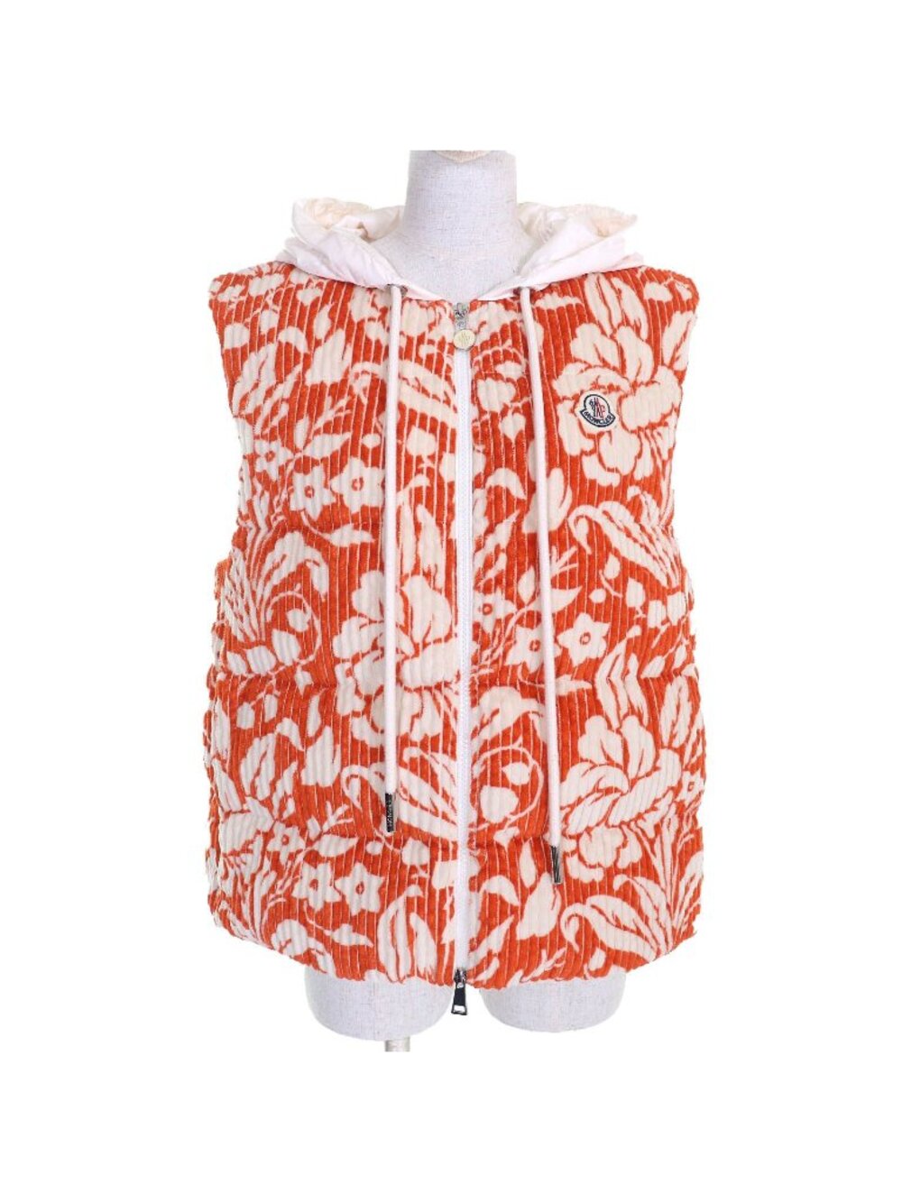 Moncler Marchaud Gilet Cotton 100% All Over Print Logo Patch with Hood Down